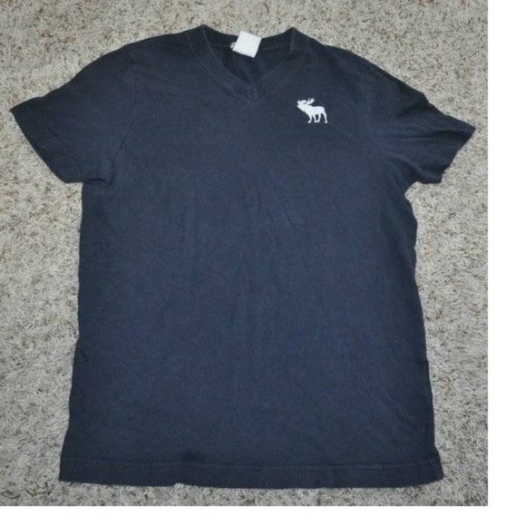 *T-Shirts Abercrombie Large 2 Pc Navy Blue Short Sleeve V-Neck Tee Shirts - Picture 2 of 5